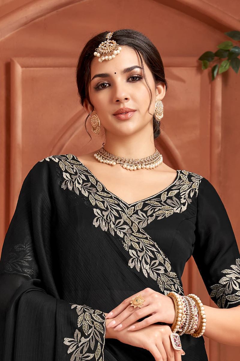 Mesmerizing Satin Chiffon Designer Saree for Parties