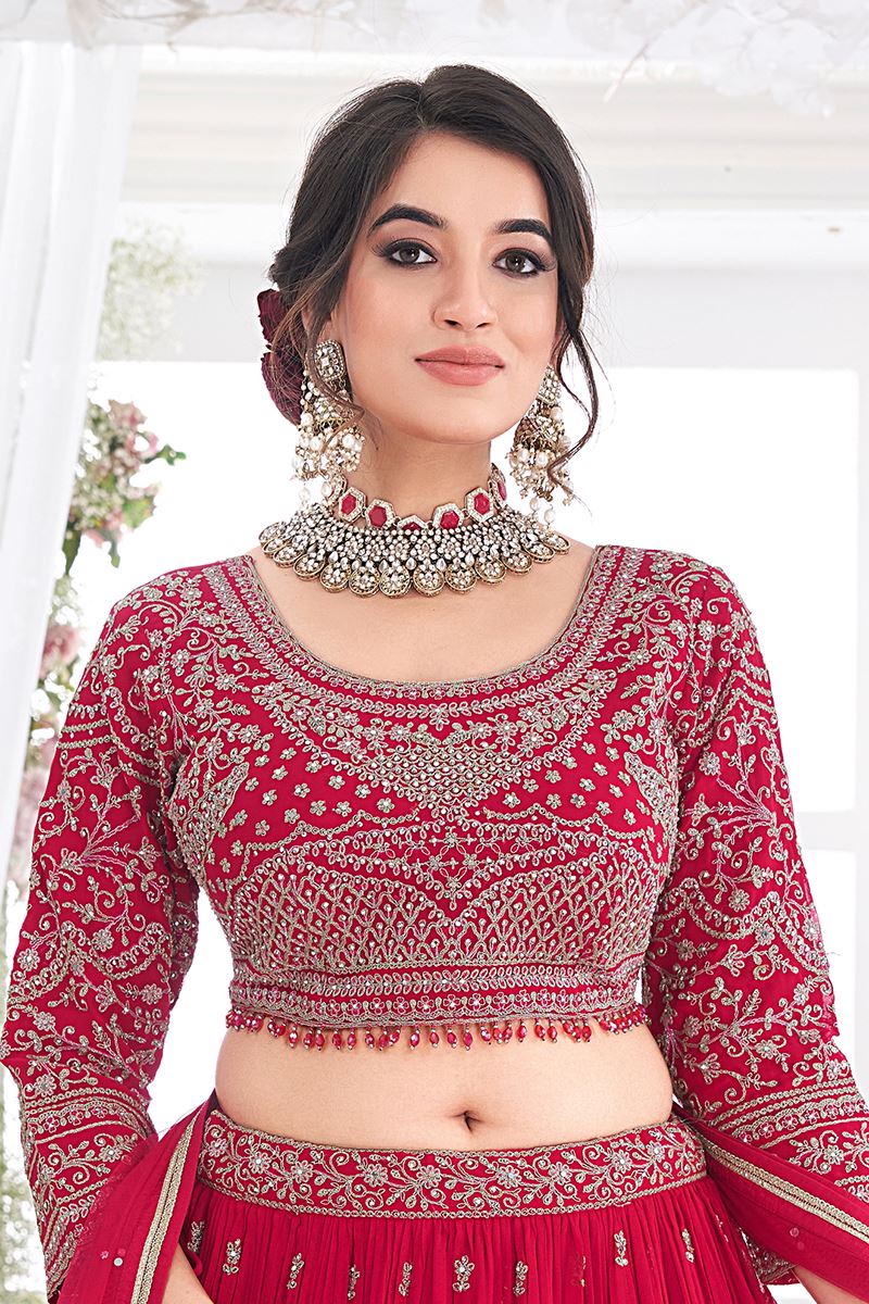 Exuberant Red Designer Bridal Lehenga Choli for Wedding and Reception
