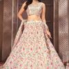Heavenly Cream Designer Indo-Western Lehenga Choli for Engagement, Reception, and Sangeet