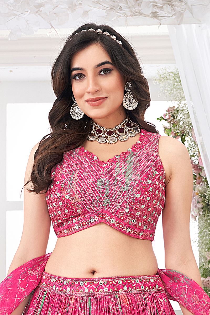 Magnificent Pink Designer Indo-Western Lehenga Choli for Engagement, Reception, and Sangeet