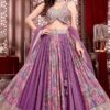Attractive Purple Designer Indo-Western Lehenga Choli for Engagement, Reception, and Sangeet