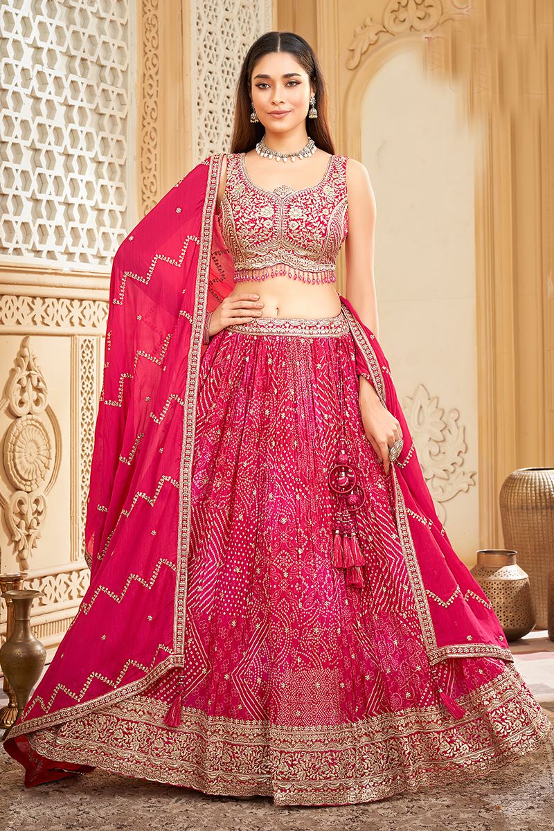 Surreal Rani Pink Designer Indo-Western Lehenga Choli for Engagement, Reception, and Pre-Wedding Shoot