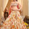 Enticing Peach Designer Indo-Western Lehenga Choli for Engagement, Reception, and Sangeet