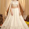Irresistible Cream Designer Indo-Western Lehenga Choli for Engagement, Reception, and Sangeet