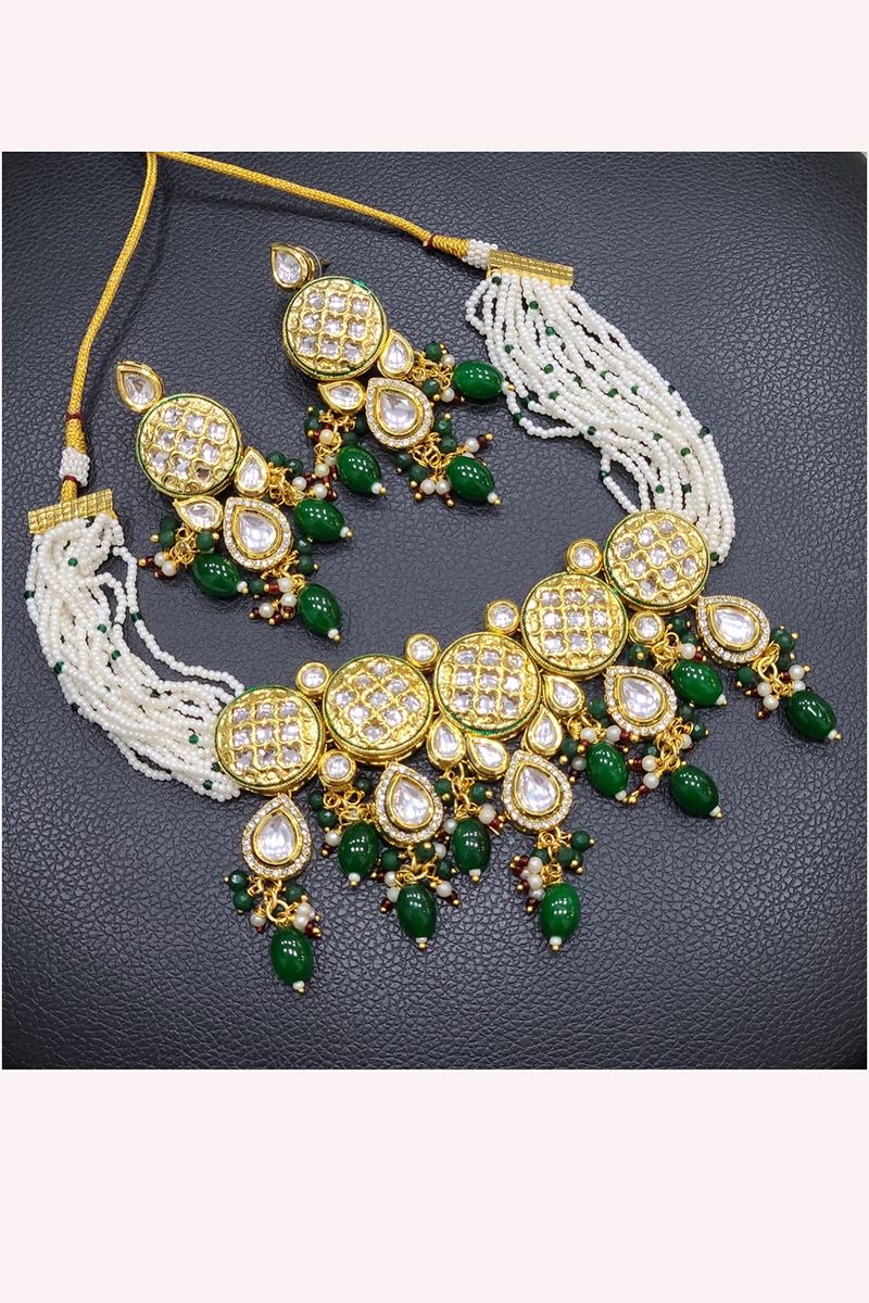 Smashing Green Designer Necklace Set for Wedding, Reception, and Mehendi