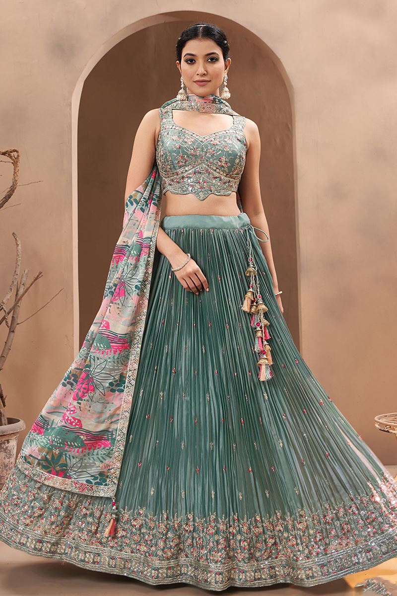 Flawless Grey Designer Indo-Western Lehenga Choli for Engagement, Reception, and Sangeet