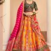 Outstanding Orange and Green Designer Bridal Lehenga Choli for Wedding and Reception
