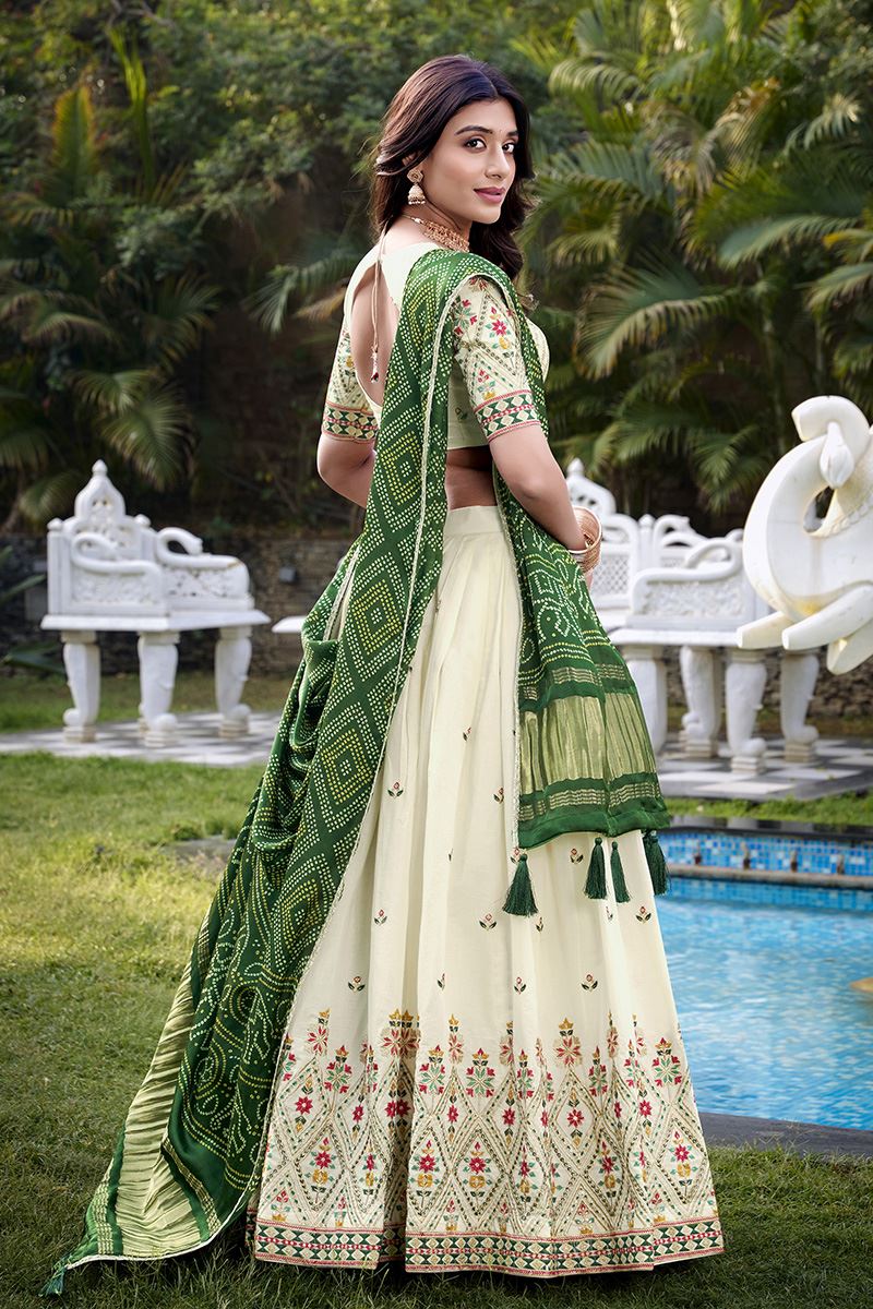 Lovely Off-White Designer Lehenga Choli for Festivals, Sangeet, and Parties