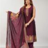 Charismatic Maroon Designer Straight Cut Suit for Festivals, Sangeet, and Parties