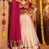 Dazzling Beige and Purple Designer Navratri Lehenga Choli for Navratri Festival