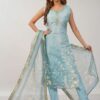 Alluring Sky Blue Designer Straight Cut Suit for Festivals, Sangeet, and Parties