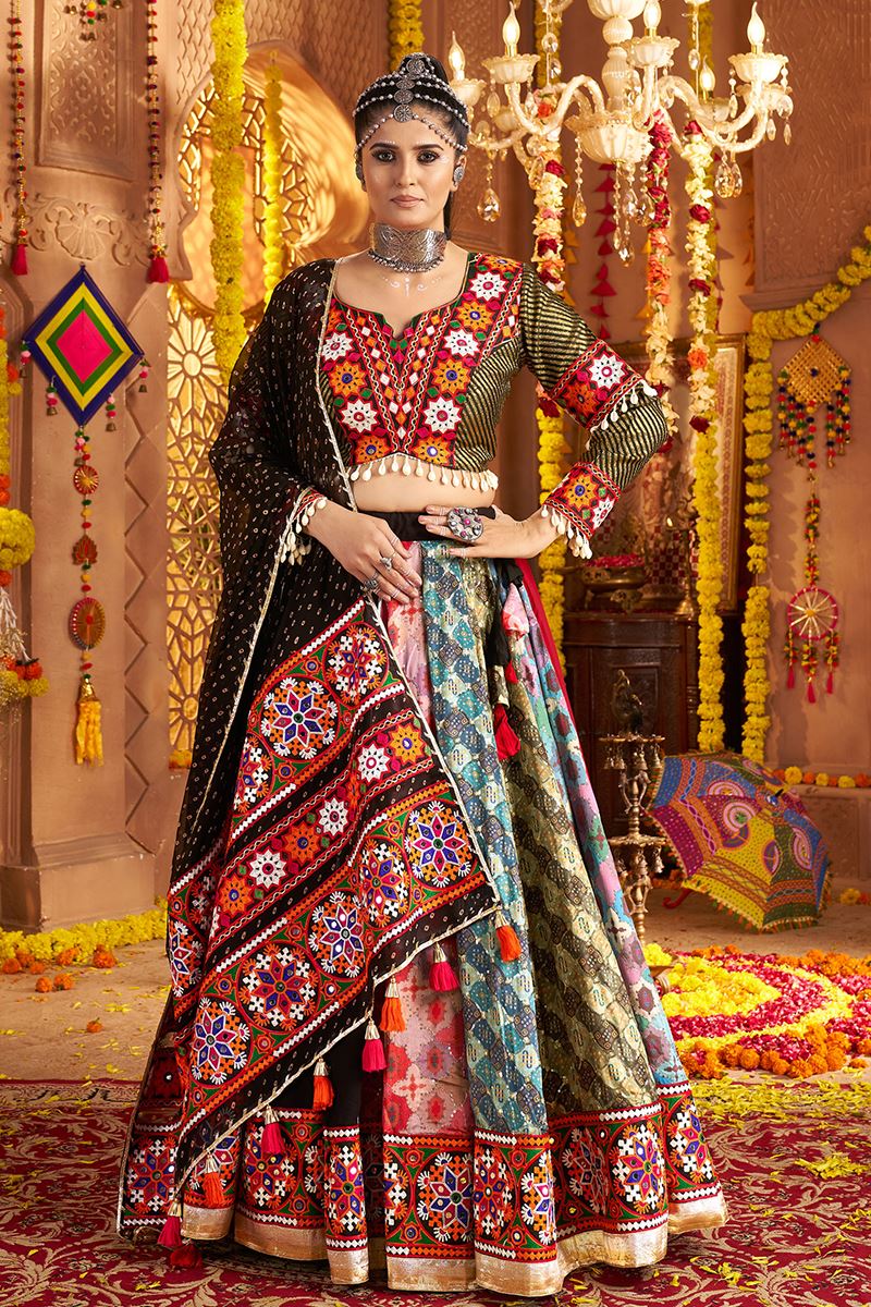Exuberant Black Designer Navratri Lehenga Choli for Navratri Festival