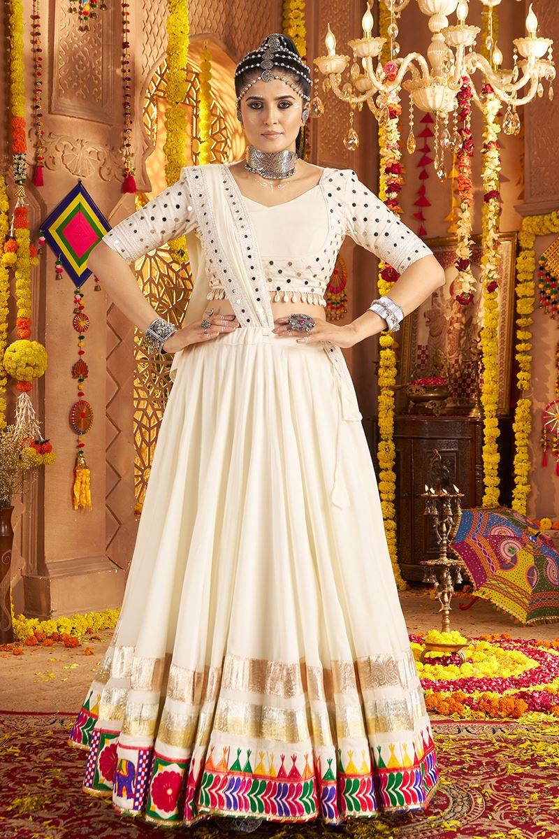 Mesmerizing White Designer Navratri Lehenga Choli for Navratri Festival