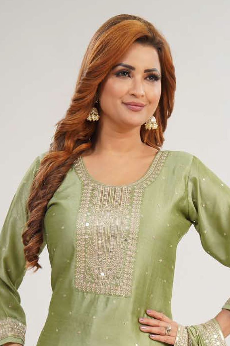 Mesmerizing Light Green Designer Straight Cut Suit for Mehendi, Sangeet, and Parties