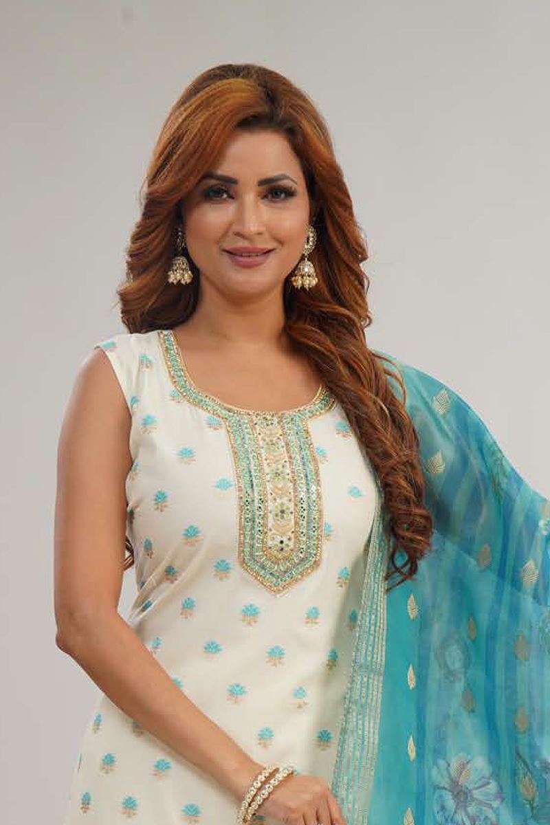 Striking White Designer Straight Cut Suit for Festivals, Sangeet, and Parties