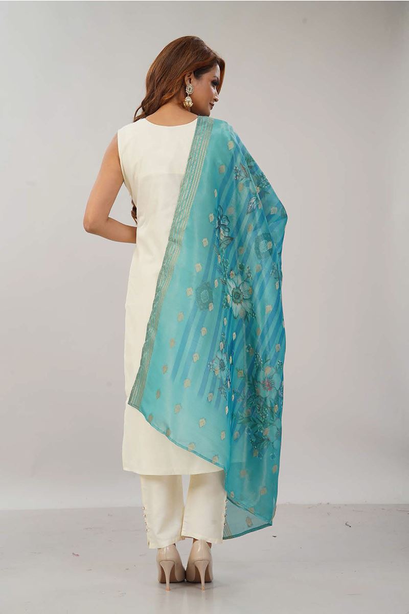 Striking White Designer Straight Cut Suit for Festivals, Sangeet, and Parties