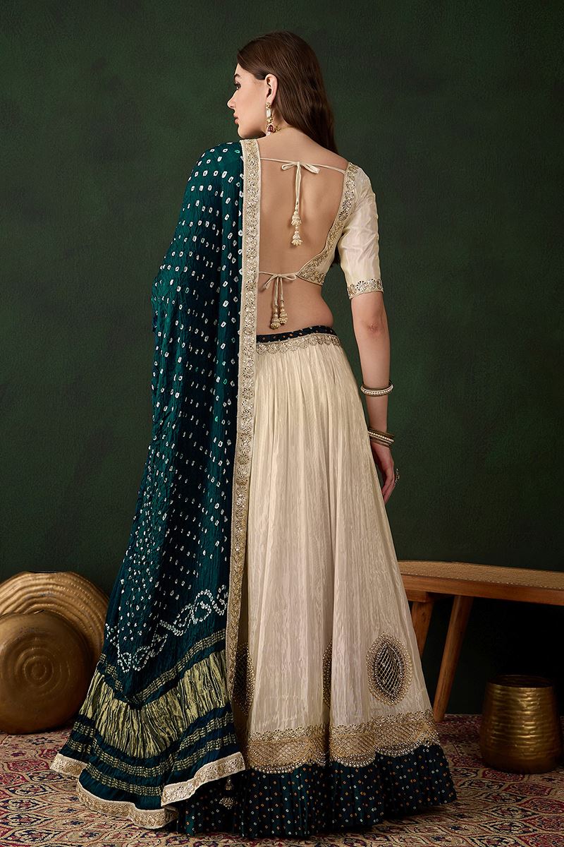 Exuberant Off-White Designer Wedding Lehenga Choli for Wedding, Reception, and Sangeet