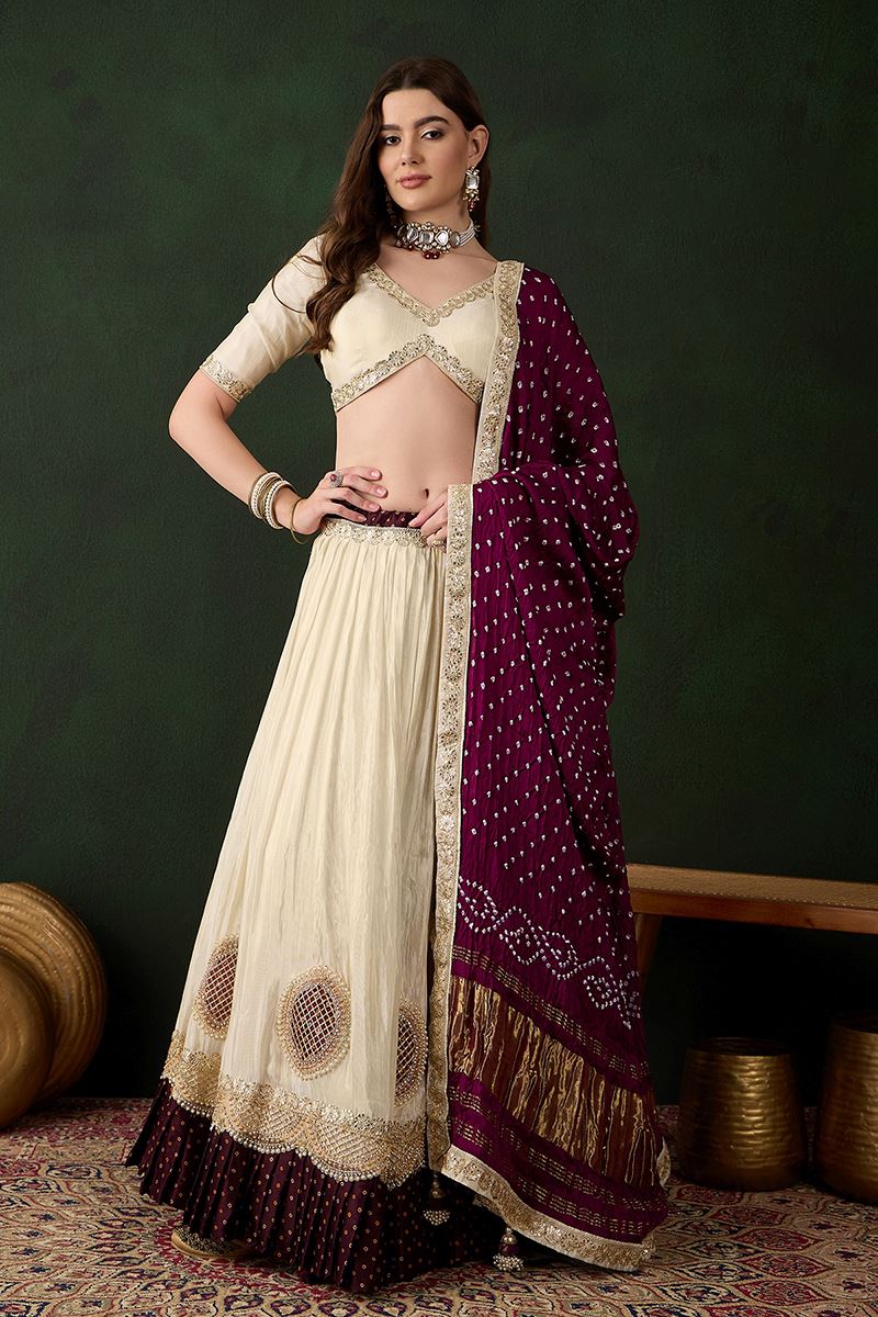 Flawless Off-White Designer Wedding Lehenga Choli for Wedding, Reception, and Sangeet