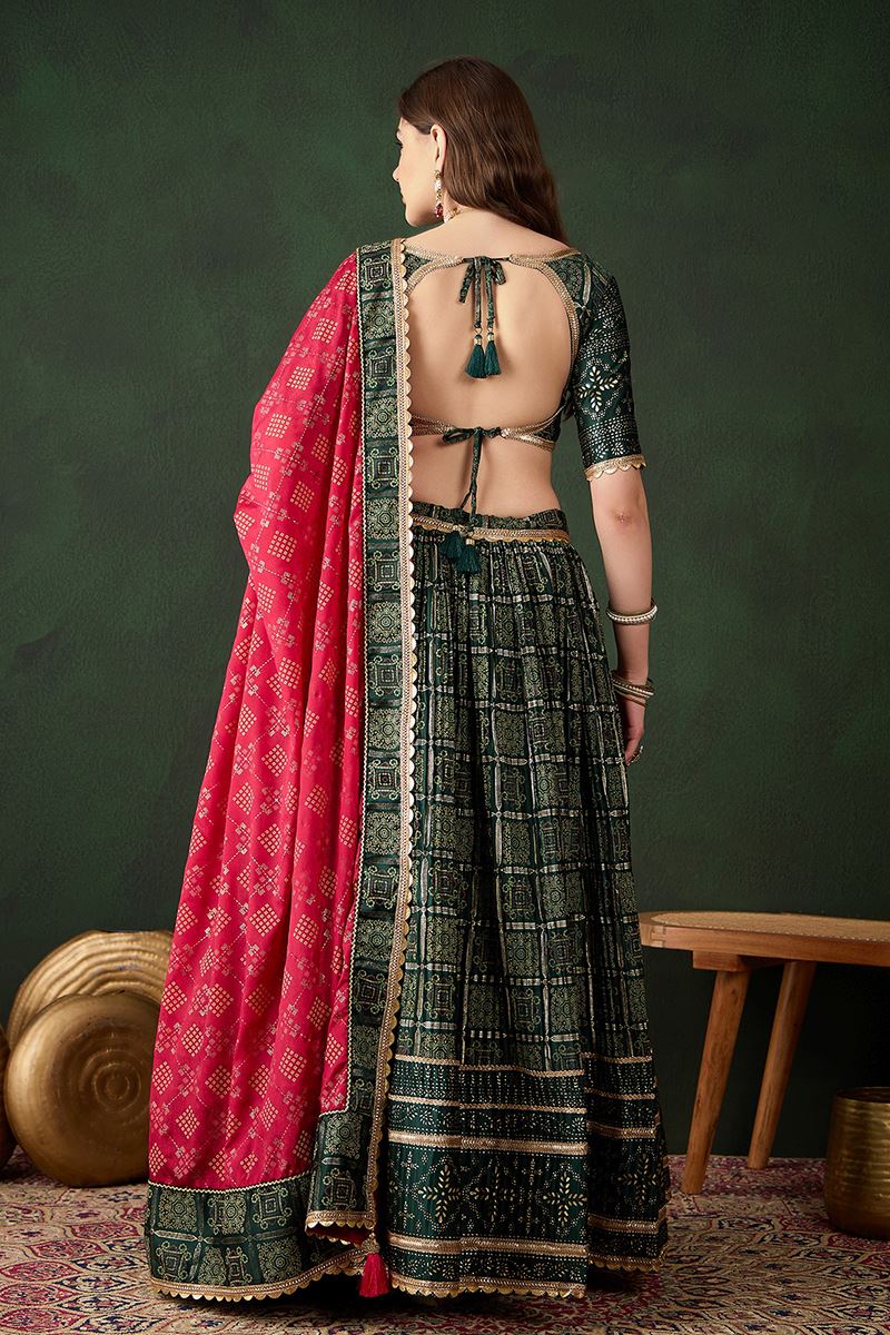 Exuberant Green Designer Lehenga Choli for Navratri Festival, Mehendi, and Parties