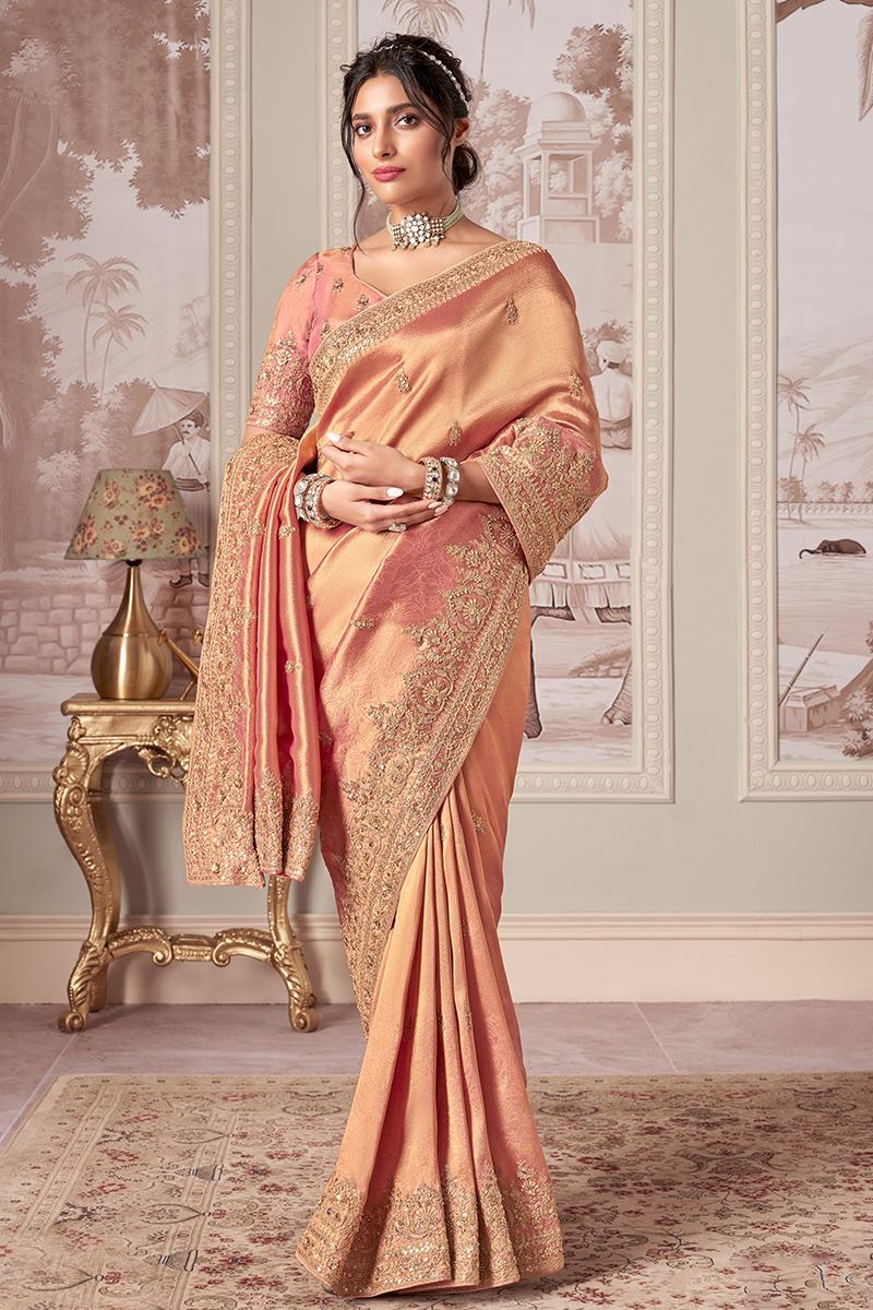 Striking Silk Designer Saree for Engagement, Wedding, and Reception