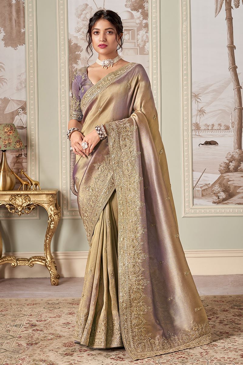 Flamboyant Silk Designer Saree for Engagement, Wedding, and Reception