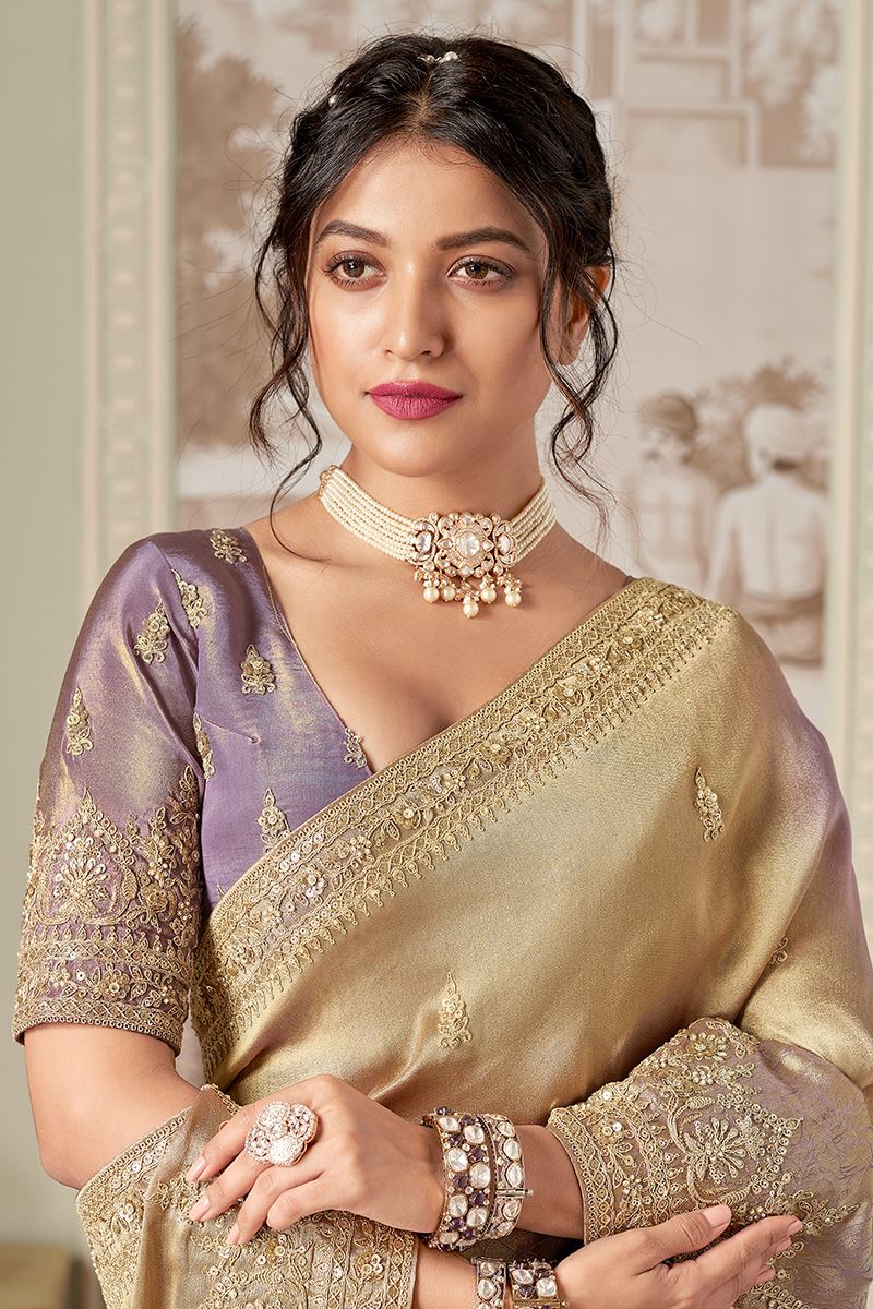 Flamboyant Silk Designer Saree for Engagement, Wedding, and Reception