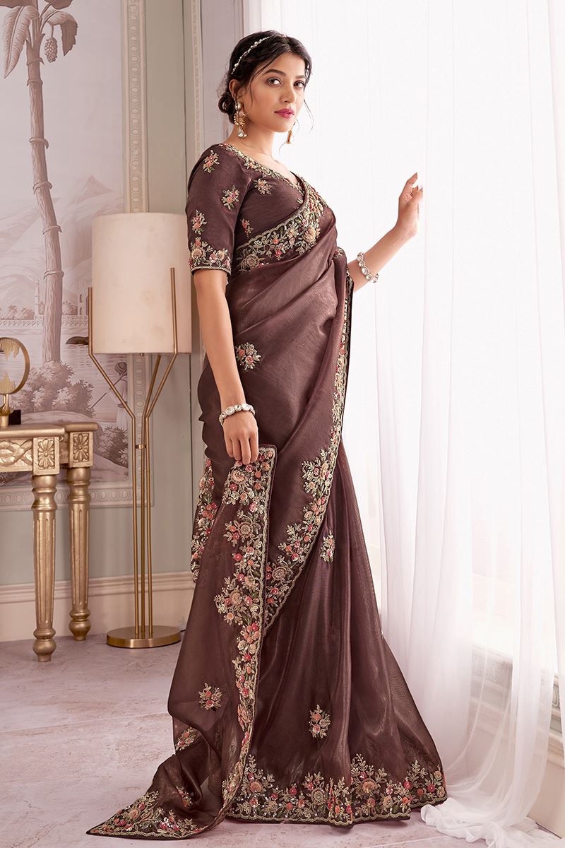 Pretty Tissue Silk Designer Saree for Wedding, Reception, and Sangeet