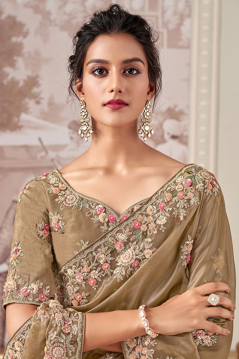 Surreal Tissue Silk Designer Saree for Engagement, Reception, and Sangeet