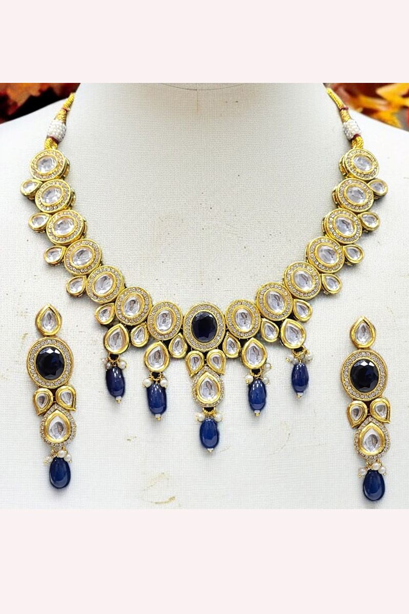 Beautiful Blue Designer Wedding Necklace Set for Engagement, Wedding, and Reception