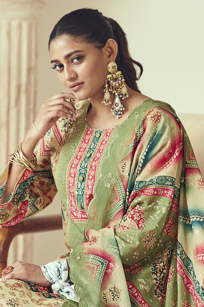 Fascinating Designer Straight Cut Suit for Festivals, Sangeet, and Parties (Unstitched suit)