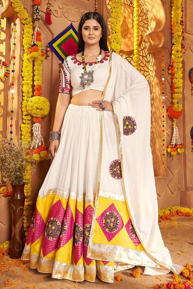 Captivating Viscose Cotton Designer Navratri Lehenga Choli for Garba Dance and Festival Celebrations
