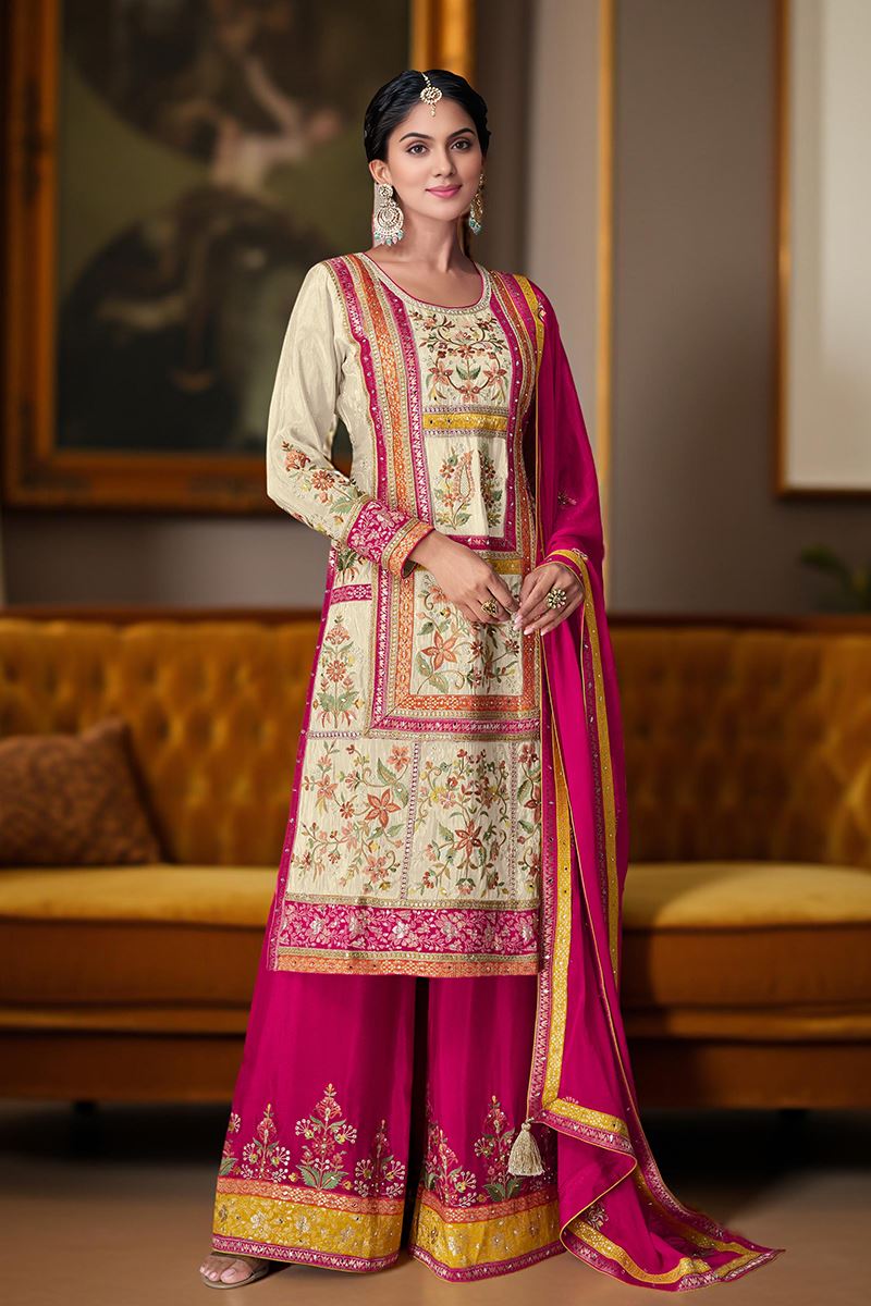 Ethnic Pink Designer Straight Cut Suit for Festivals, Sangeet, and Parties