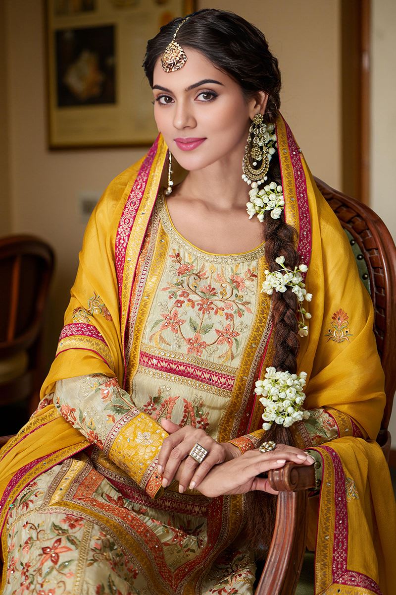 Alluring Yellow Designer Straight Cut Suit for Haldi, Sangeet, and Parties