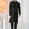Classy Black Designer Men’s Indo-Western Sherwani for Engagement, Reception, and Sangeet