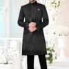Artistic Black Designer Men’s Indo-Western Sherwani for Sangeet, Reception, and Sangeet