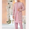Charming Pink Designer Men’s Indo-Western Sherwani for Engagement, Reception, and Sangeet