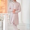 Exquisite Pink Designer Men’s Indo-Western Sherwani for Engagement, Reception, and Sangeet