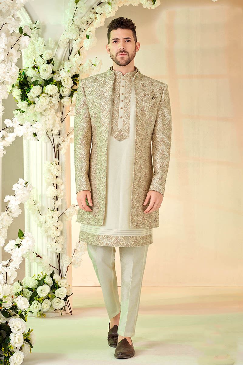 Impressive Designer Men’s Indo-Western Sherwani for Engagement, Reception, and Sangeet