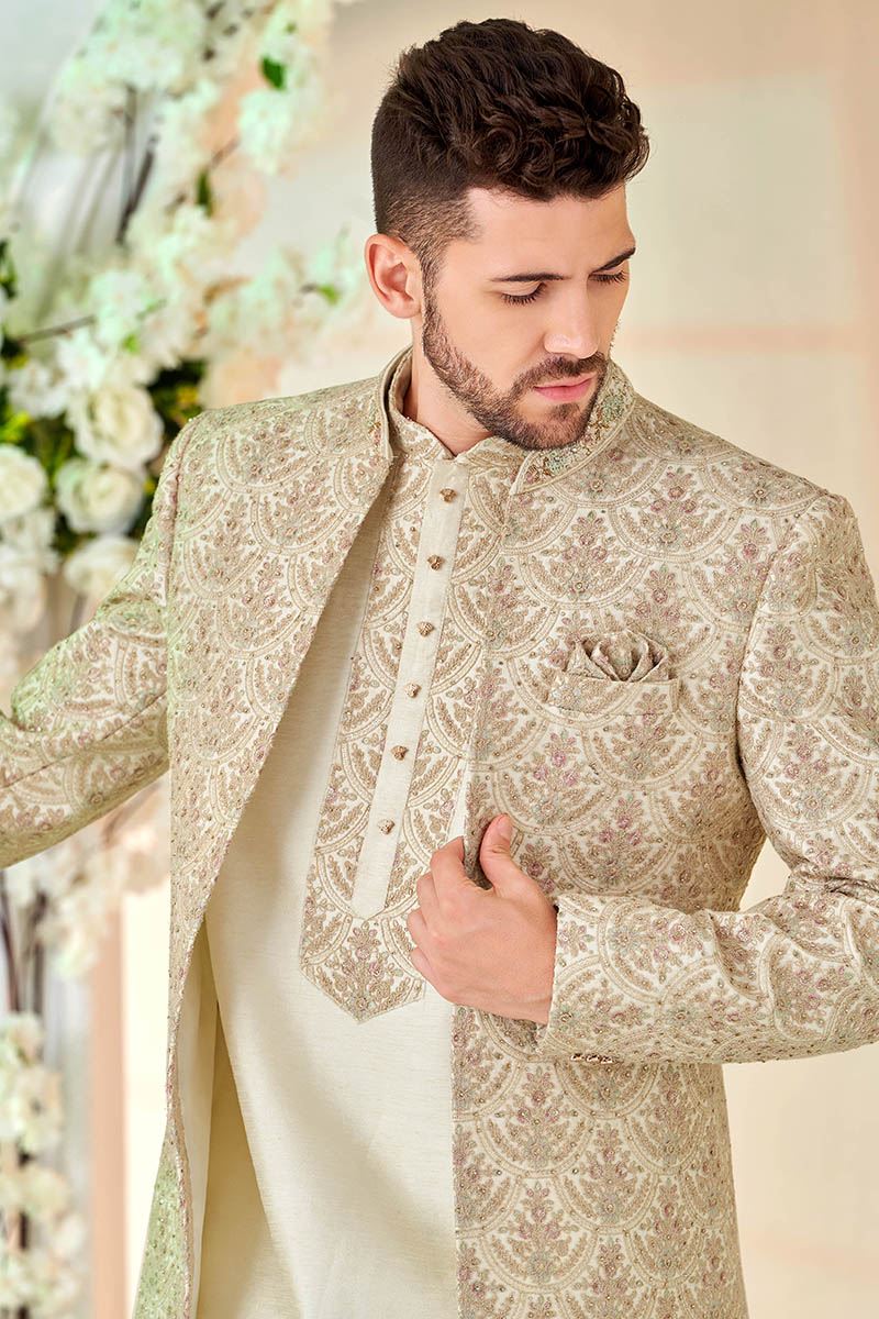 Impressive Designer Men’s Indo-Western Sherwani for Engagement, Reception, and Sangeet