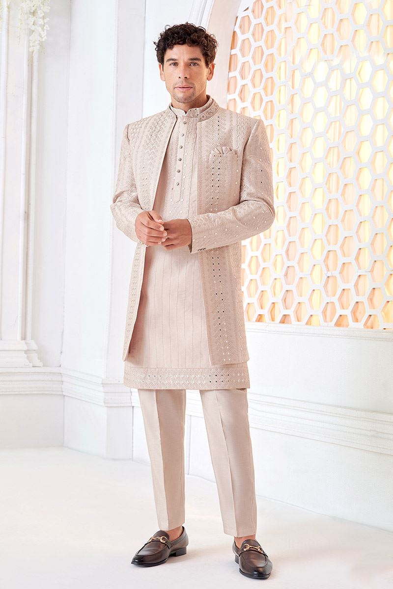 Fashionable Designer Men’s Indo-Western Sherwani for Engagement, Reception, and Sangeet