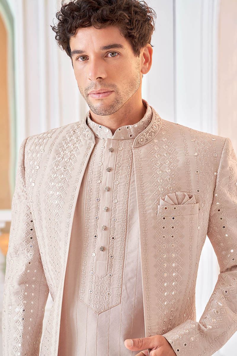 Fashionable Designer Men’s Indo-Western Sherwani for Engagement, Reception, and Sangeet