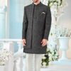 Spectacular Grey Designer Men’s Indo-Western Sherwani for Engagement, Reception, and Sangeet