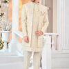 Charismatic Cream Designer Men’s Indo-Western Sherwani for Engagement, Reception, and Sangeet