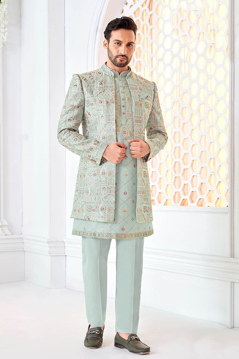 Fancy Designer Men’s Indo-Western Sets for Engagement, Reception, and Sangeet