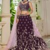 Breathtaking Burgundy Designer Indo-Western Lehenga Choli for Engagement, Reception, and Sangeet
