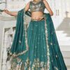 Irresistible Teal Designer Indo-Western Lehenga Choli for Engagement, Reception, and Sangeet