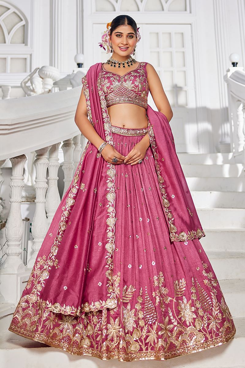 Enticing Rose Gold Designer Indo-Western Lehenga Choli for Engagement, Reception, and Sangeet