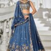 Surreal Navy Blue Designer Indo-Western Lehenga Choli for Engagement, Reception, and Sangeet