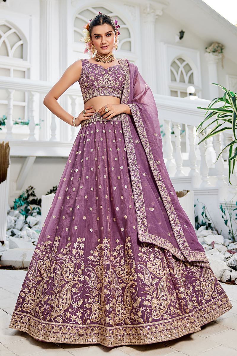 Captivating Lavender Designer Indo-Western Lehenga Choli for Engagement, Reception, and Sangeet