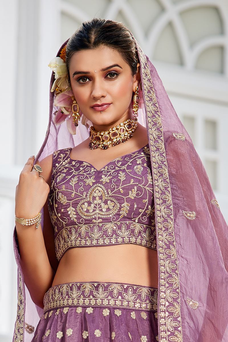 Captivating Lavender Designer Indo-Western Lehenga Choli for Engagement, Reception, and Sangeet